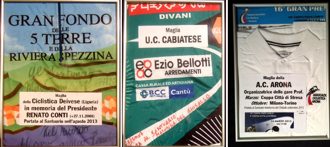 maglie donate al Santuario della Madonna del Ghisallo